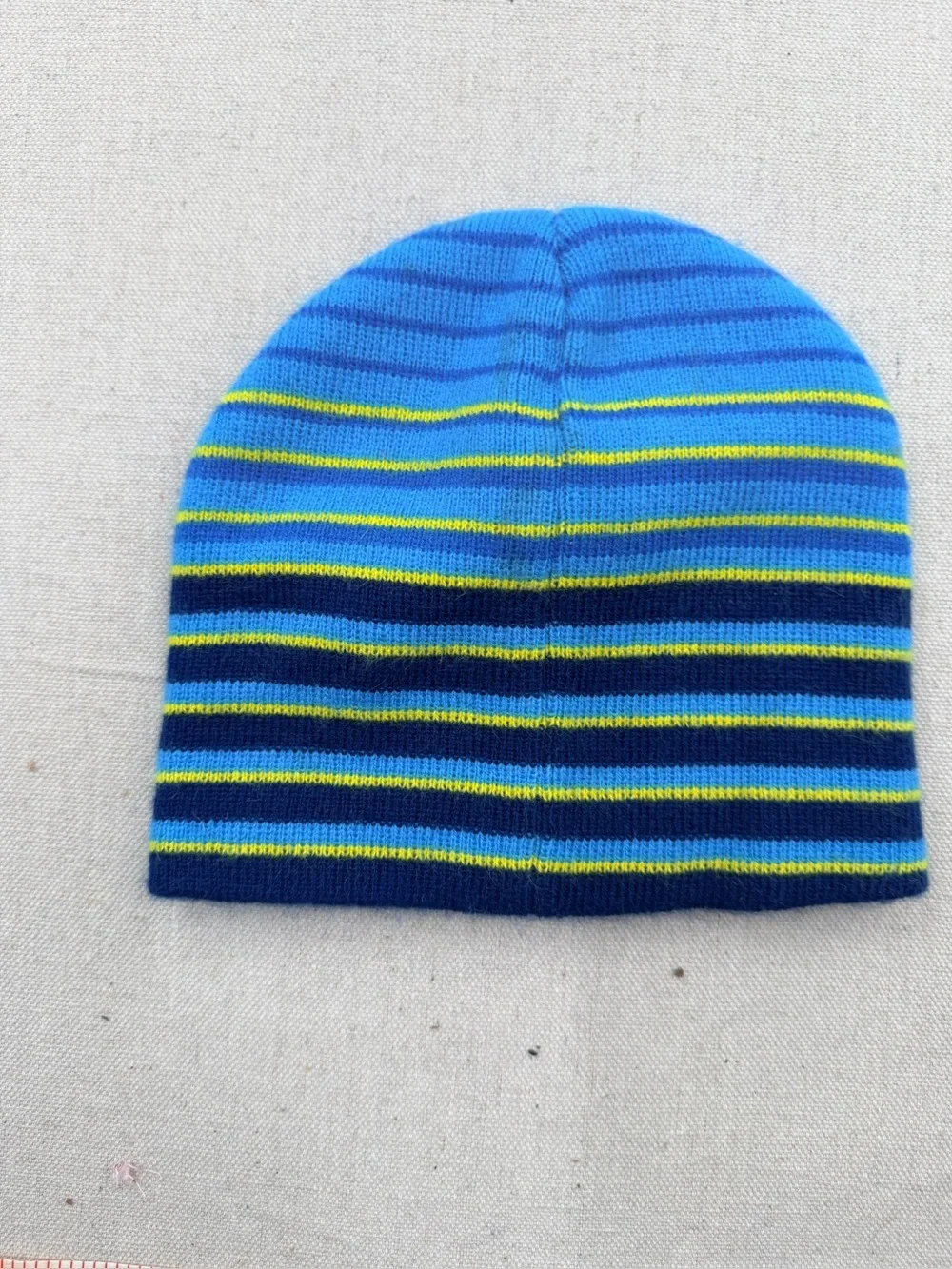 Kids Blue Striped Knit Beanie - Lightweight Winter Hat